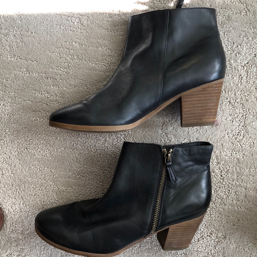 Black leather ankle booties